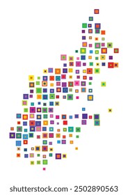 Symbol Map of the County Stockholm (Sweden) showing the territory with a pattern of overlapping colorful squares like candies
