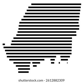Symbol Map of the County Sumner (Tennessee, US) showing the County with a few black horizontal lines