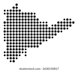 Symbol Map Of the County Sumter (South Carolina, US) showing the County with a few black dots