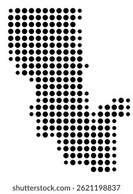 Symbol Map Of the County Sutter (California, US) showing the County with a few black dots