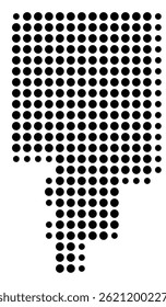 Symbol Map Of the County Tallapoosa (Alabama, US) showing the County with a few black dots