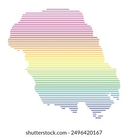 Symbolkarte der Grafschaft Telemark (Norwegen) mit horizontalen parallelen Linien in Regenbogenfarben