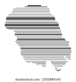 Symbol Map of the County Telemark (Norway) showing the territory with parallel black lines in different line thickness