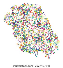 Symbol Map of the County Telemark (Norway) showing the territory with a pattern of randomly distributed colorful squares of different sizes