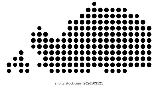 Symbol Map Of the County Tipton (Tennessee, US) showing the County with a few black dots