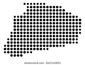 Symbol Map Of the County Treutlen (Georgia, US) showing the County with a few black dots