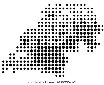 Symbol Map of the County Troms (Norway) showing the stateprovince with a pattern of black circles