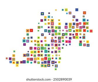 Symbol Map of the County Troms (Norway) showing the territory with a pattern of overlapping colorful squares like candies