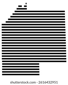 Symbol Map of the County Tuscola (Michigan, US) showing the County with a few black horizontal lines