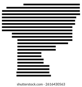 Symbol Map of the County Umatilla (Oregon, US) showing the County with a few black horizontal lines