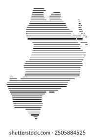 Symbol Map of the County Uppsala (Sweden) showing the territory with parallel black lines in different line thickness