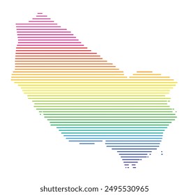 Symbolkarte der Grafschaft Vaesterbotten (Schweden) mit Horizontalen Parallellinien in Regenbogenfarben