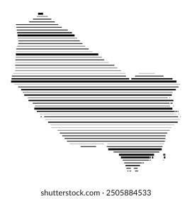 Symbol Map of the County Vaesterbotten (Sweden) showing the territory with parallel black lines in different line thickness