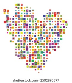 Symbol Map of the County Vaestra Goetaland (Sweden) showing the territory with a pattern of overlapping colorful squares like candies