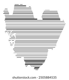 Symbol Map of the County Vaestra Goetaland (Sweden) showing the territory with parallel black lines in different line thickness