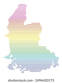 Symbolkarte der Grafschaft Vest-Agder (Norwegen) mit horizontalen parallelen Linien in Regenbogenfarben