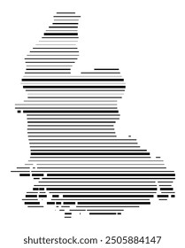 Symbol Map of the County Vest-Agder (Norway) showing the territory with parallel black lines in different line thickness