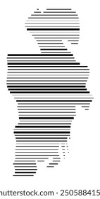 Symbol Map of the County Vestfold (Norway) showing the territory with parallel black lines in different line thickness