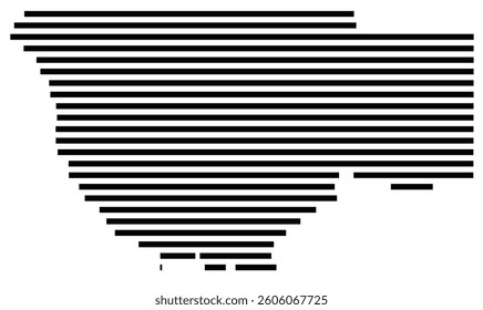 Symbol Map of the County Wakulla (Florida) showing the County with a few black horizontal lines