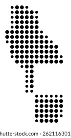 Symbol Map Of the County Ware (Georgia, US) showing the County with a few black dots