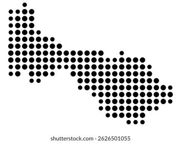 Symbol Map Of the County Westmoreland (Virginia, US) showing the County with a few black dots