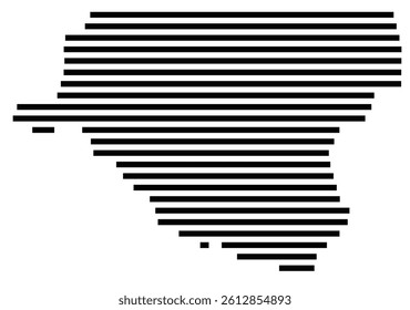 Symbol Map of the County Wetzel (West Virginia, US) showing the County with a few black horizontal lines