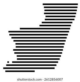 Symbol Map of the County Worcester (Maryland, US) showing the County with a few black horizontal lines