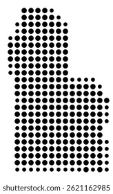 Symbol Map Of the County Worth (Georgia, US) showing the County with a few black dots