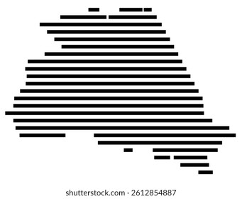 Symbol Map of the County Wyoming (West Virginia, US) showing the County with a few black horizontal lines