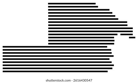 Symbol Map of the County Yamhill (Oregon, US) showing the County with a few black horizontal lines