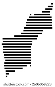 Symbol Map of the County Yuba (California) showing the County with a few black horizontal lines