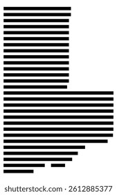 Symbol Map of the County Ziebach (South Dakota, US) showing the County with a few black horizontal lines
