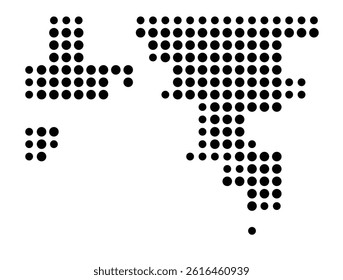 Symbol Map of Delano (United States) showing the city with a pattern of just a few black dots