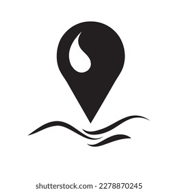 Symbol for the map denoting water with a water drop
