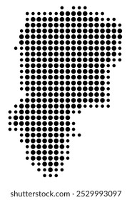 Mapa de símbolos do departamento de Aisne (França) mostrando o território com um padrão de círculos pretos