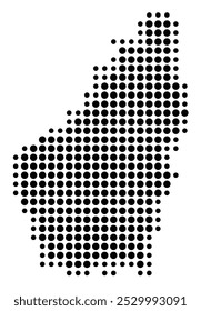 Mapa de símbolos do departamento de Ardeche (França) mostrando o território com um padrão de círculos pretos