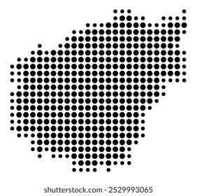 Mapa de símbolos do Departamento de Correze (França) mostrando o território com um padrão de círculos pretos