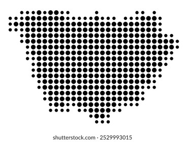 Symbol Map of the Departement Haute-Loire (France) showing the territory with a pattern of black circles