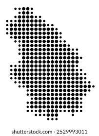 Symbol Map of the Departement Haute-Marne (France) showing the territory with a pattern of black circles