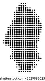 Symbol Map of the Departement Haute-Rhin (France) showing the territory with a pattern of black circles