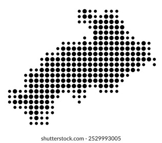 Symbol Map of the Departement Hautes-Alpes (France) showing the territory with a pattern of black circles