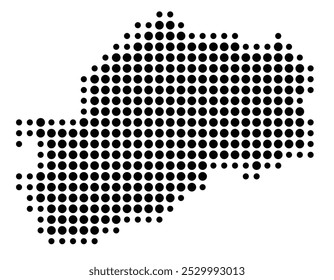 Symbol Map of the Departement Haute-Saone (France) showing the territory with a pattern of black circles