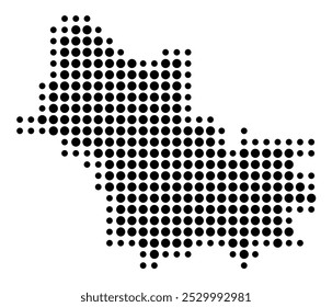 Mapa de símbolos do departamento de Loir-et-Cher (França) mostrando o território com um padrão de círculos pretos