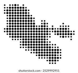 Symbol Map of the Departement Moselle (France) showing the territory with a pattern of black circles