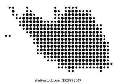Mapa de símbolos do departamento Vendee (França) mostrando o território com um padrão de círculos pretos