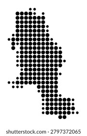 Symbol Map of the Department Norte de Santander (Colombia) showing the area with a pattern of black circles