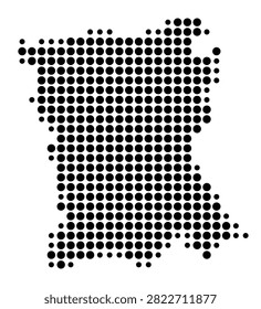 Symbol Map of the Department San Pedro (Paraguay) showing the area with a pattern of black circles