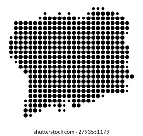 Symbol Map of the District Antrim (Northern Ireland) showing the area with a pattern of black circles