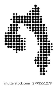 Symbol Map of the District Ards (Northern Ireland) showing the area with a pattern of black circles