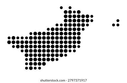 Symbol Map of the District Larnaca (Cyprus) showing the area with a pattern of black circles